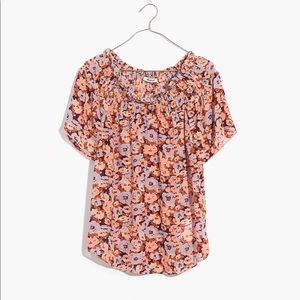 Madewell Smocked Mockneck Blouse Top Size M